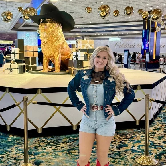 Women's Denim Jacket with Red Rodeo Accents - Picture 8 of 9